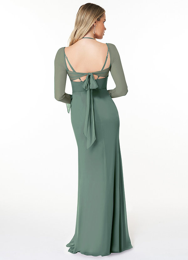 Azazie Abriana Bridesmaid Dresses Sheath Long Sleeve Mesh Floor-Length Dress image2