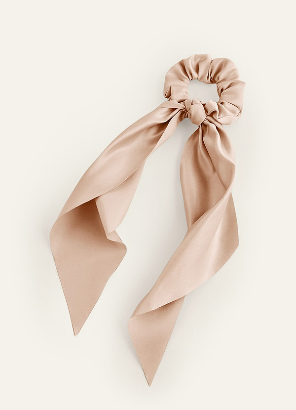 front Elástico de cabelo em cetim fosco da mesma cor