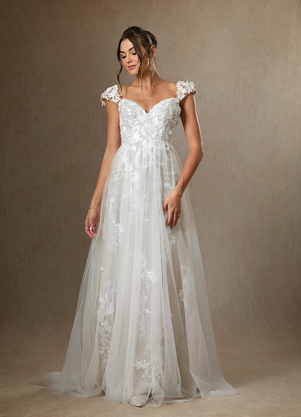 Azazie Moonstone Wedding Dresses Diamond White A-Line Sweetheart Sequins Tulle Dress image1