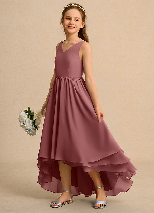 Azazie Kitten Junior Formal Vestidos de Niña de Flores Vestido de Amatista de Gasa de Corte En A image1