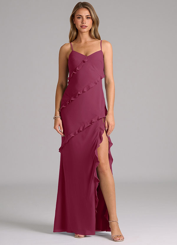 Azazie Nancie Bridesmaid Dresses Mulberry Mermaid Ruched Chiffon Dress image1