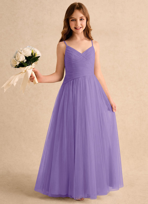 Azazie Poppy Girls Formal Blommflicksklänningar Klänning A-linje i Tyll Plisserad image1