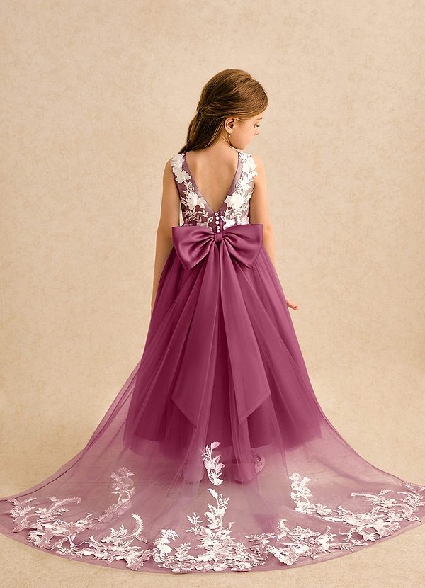 Azazie Mixie Vestidos de Niña de Flores Vestido de Mora de Encaje de Corte Princesa image1