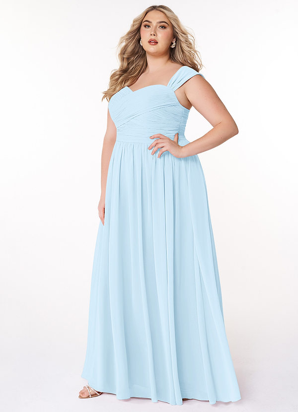 Azazie Zapheira Bridesmaid Dresses Sky Blue A-Line Ruched Chiffon Dress image1