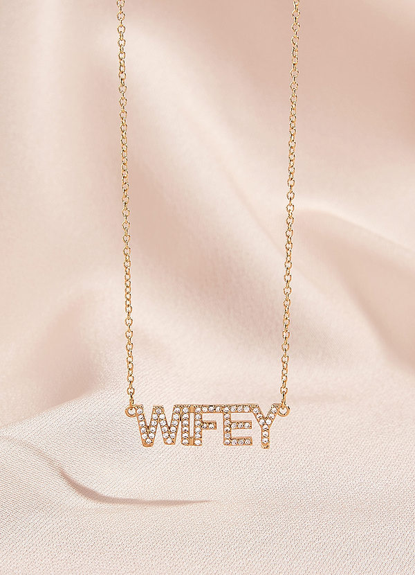 front WIFEY Necklace With Rhinestones