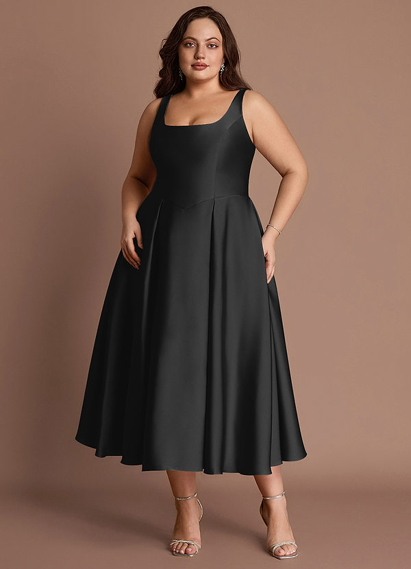 Olivia Black Pleated Midi Dress image1