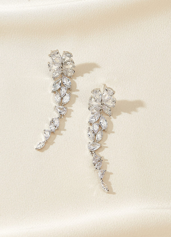 front Crystal Foliage Drop Earrings