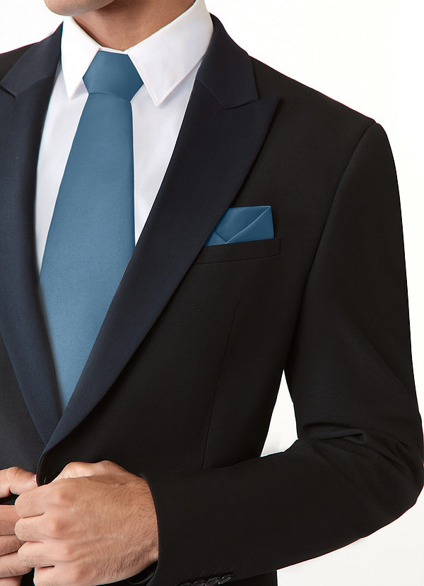 CONJUNTO DE CORBATA ANCHA Y PAÑUELO DE BOLSILLO DE SATÉN MATE back