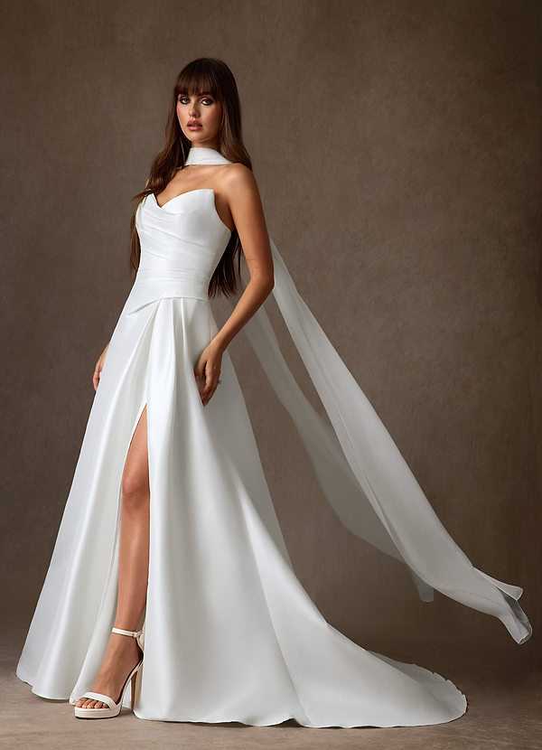 Adinah Wedding Dresses Diamond White A-Line Strapless Mikado Dress image1
