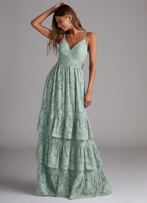 Nathalia Bridesmaid Dresses Agave A-Line Bow Floral Burnout Dress image1
