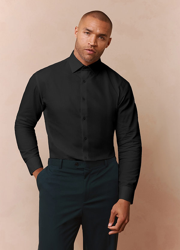 front Jermyn Black 100% Cotton Non-Iron Dress Shirt
