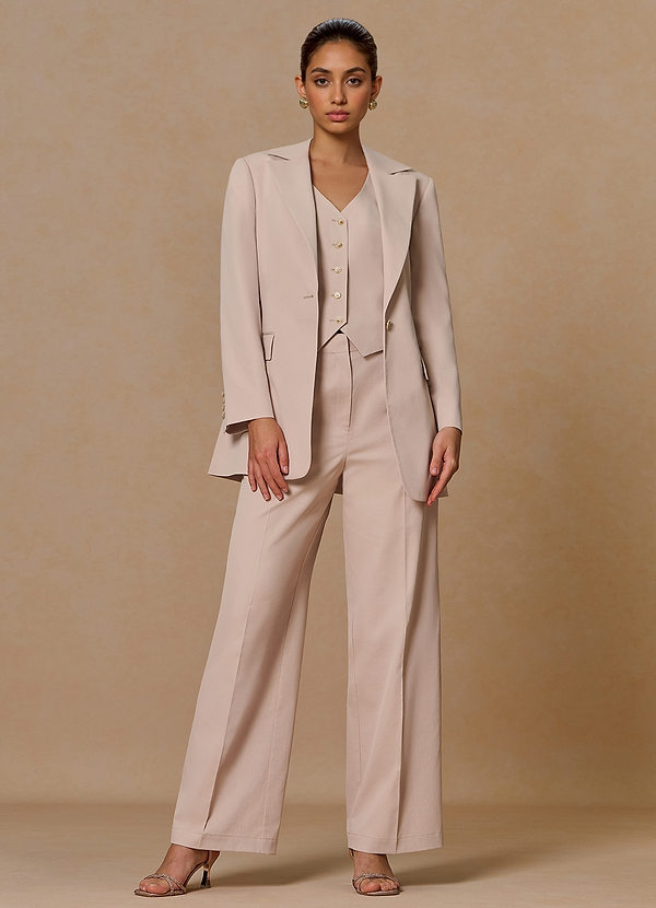 front Margaret Tan Cotton Linen Blend 3-Piece Suit