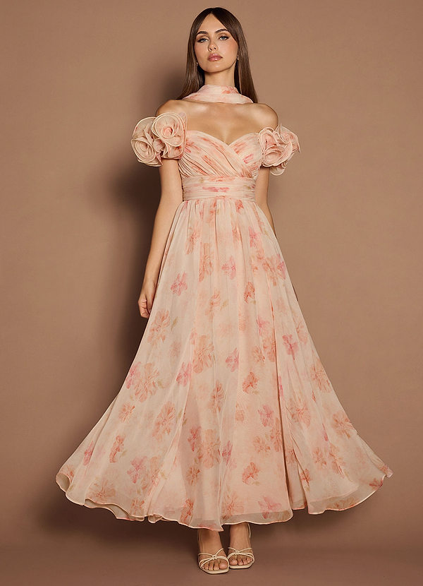 Peach zinnia dress