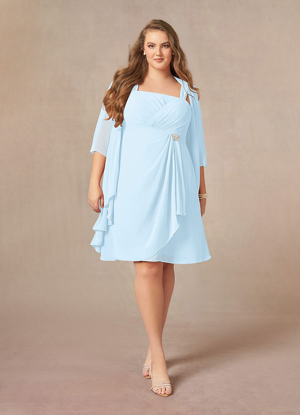 Cicinia Sky Blue Mother Of The Bride Dress Plus Size Short Chiffon Knee Length A-line main image 1