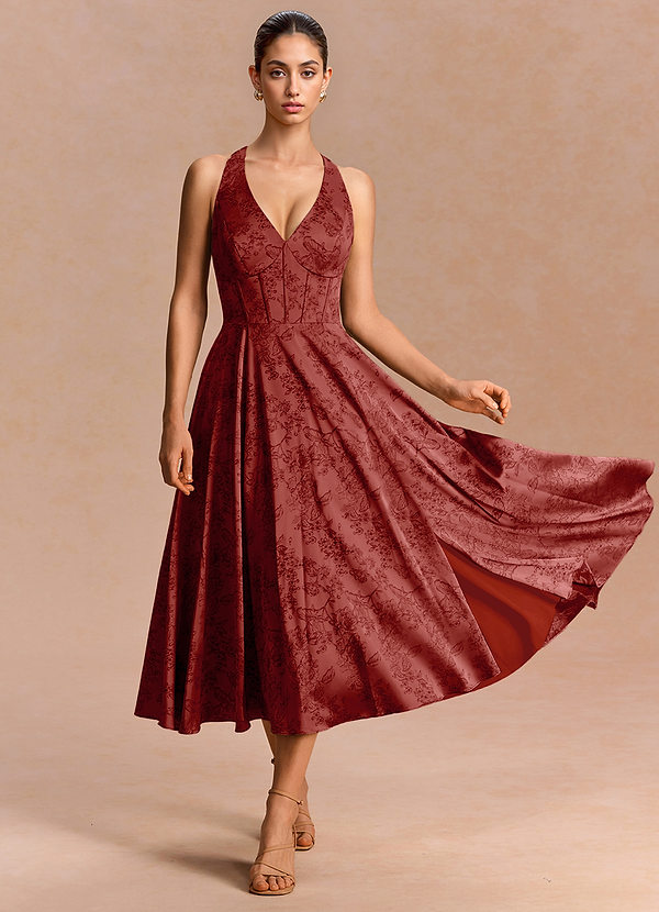 Robe Midi Rouge Orange Sonia image1