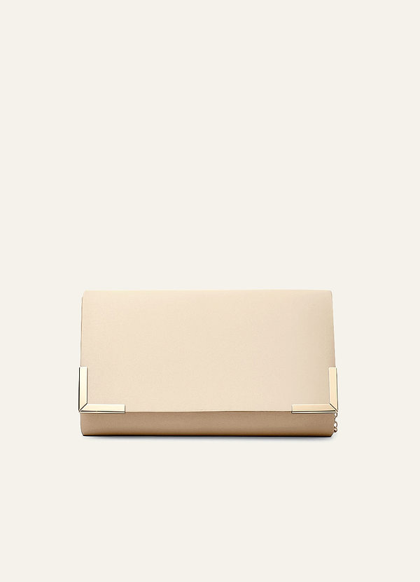 front Matching Color Matte Satin Envelope Clutch Bag