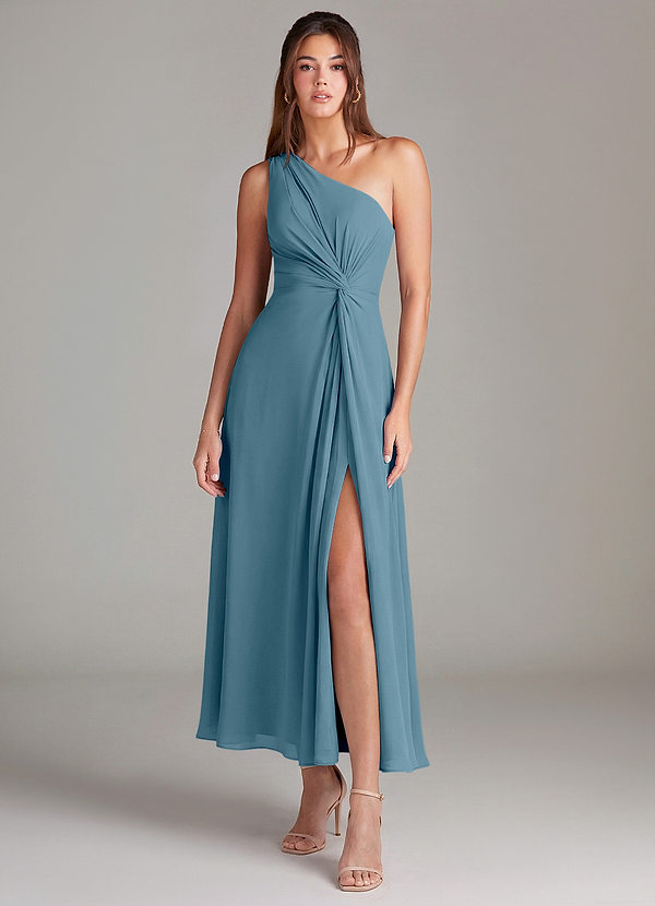 Azazie Brooke Bruidsmeisjes Jurken Jurk van Chiffon met A-Lijn One-Shoulder Bermuda image1