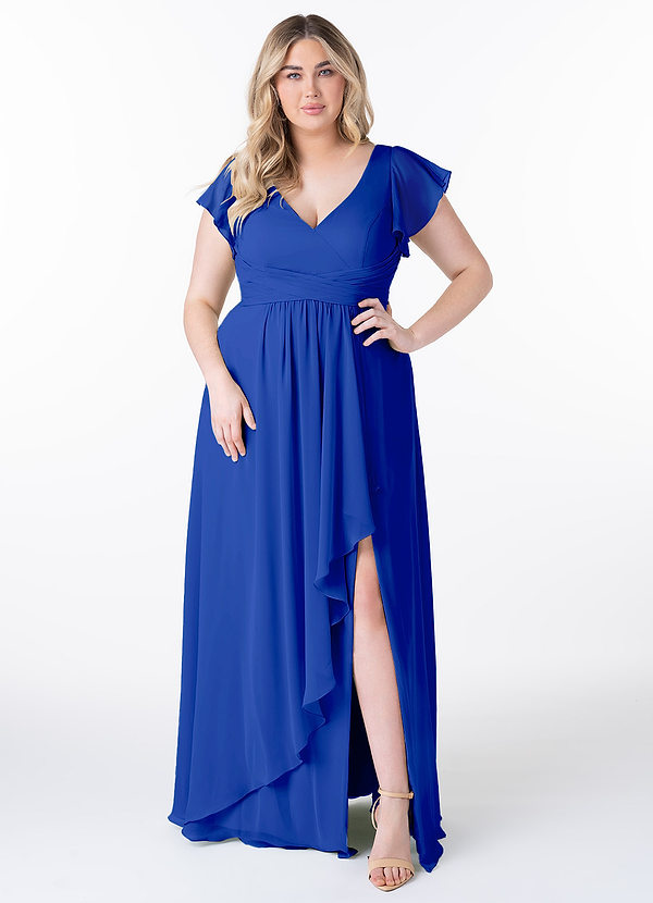 Azazie Omari Bridesmaid Dresses Royal Blue A-Line Chiffon Dress image1