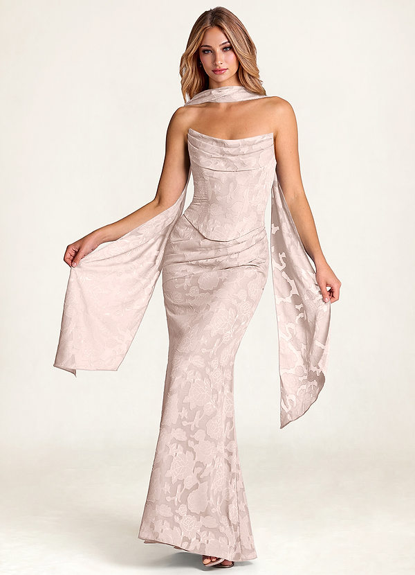 front Azazie Sjaal met bijpassende bloemenprint en burnout-effect.