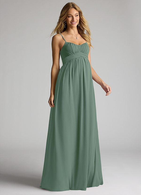 Azazie Llana Maternity Bridesmaid Dresses A-Line Chiffon Floor-Length Dress image1