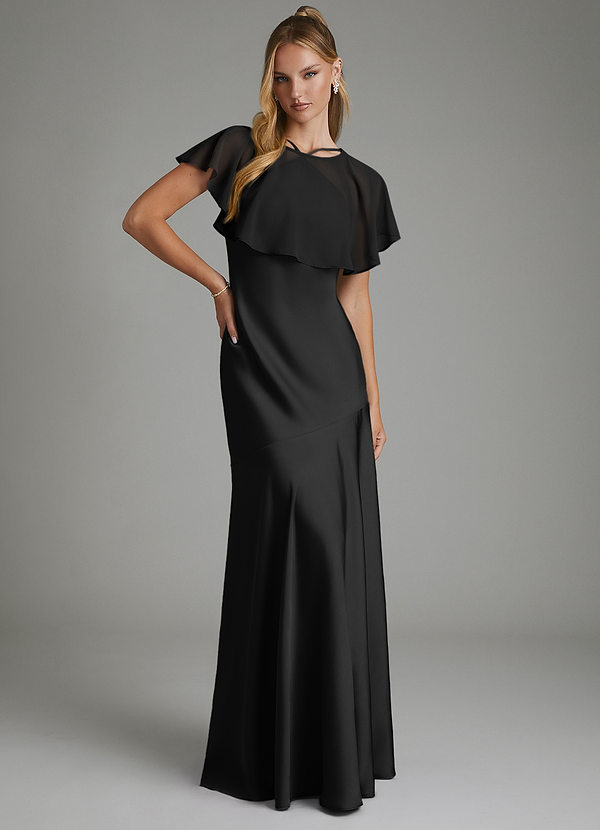 Carly Bridesmaid Dresses Black Mermaid Pleated Stretch Satin Convertible Dress image1