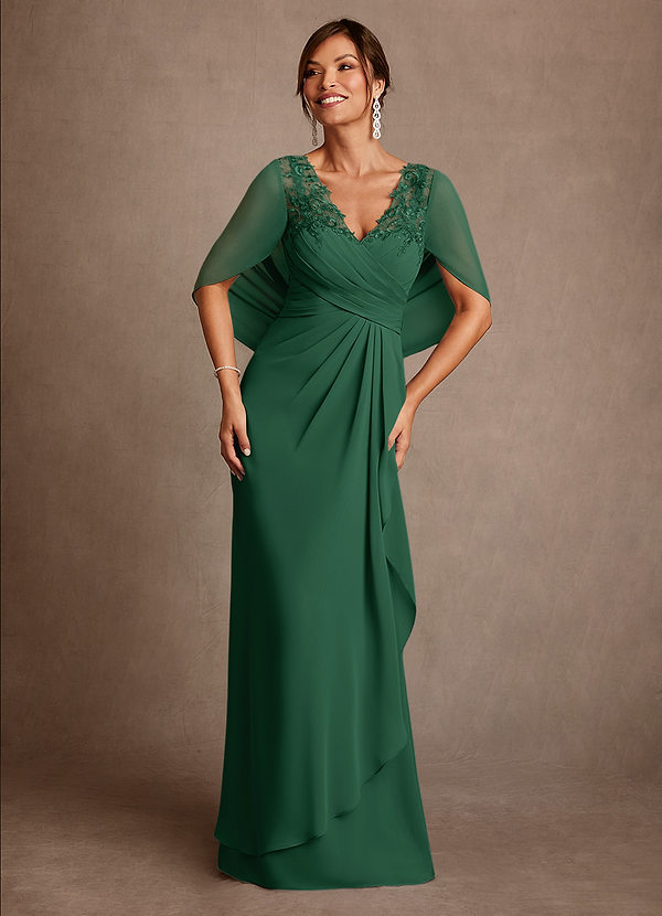 Azazie Santa Clara Brautmutterkleider A-Linie Spitze Kleid Dunkelgrün image1