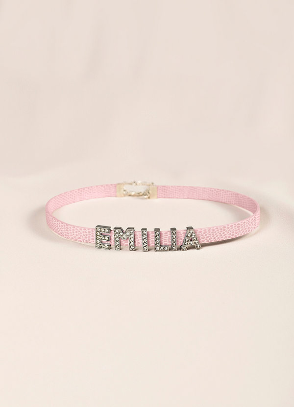 front Custom Name Leather Choker Necklace