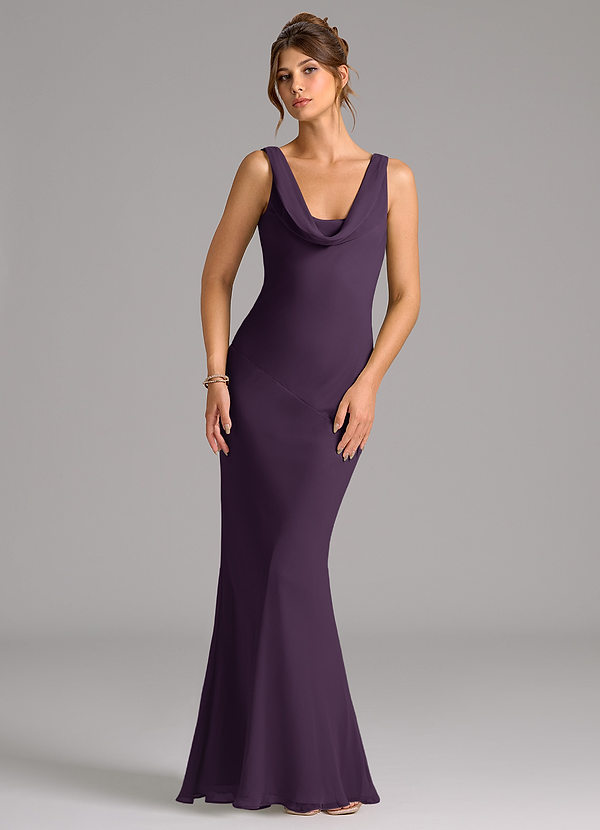 Azazie Rylina Bridesmaid Dresses Plum Mermaid Pleated Chiffon Dress image1