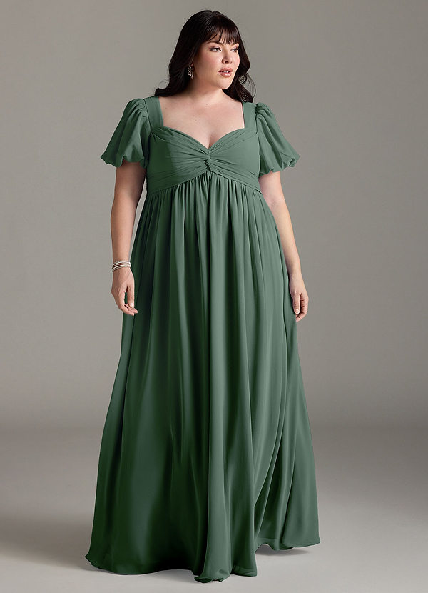 Azazie Madisynn Maternity Bridesmaid Dresses Bow Chiffon Floor-Length Dress image1