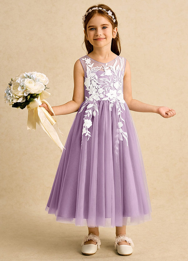 Azazie Sundae Flower Girl Dresses Wisteria Ball-Gown Lace Dress image1