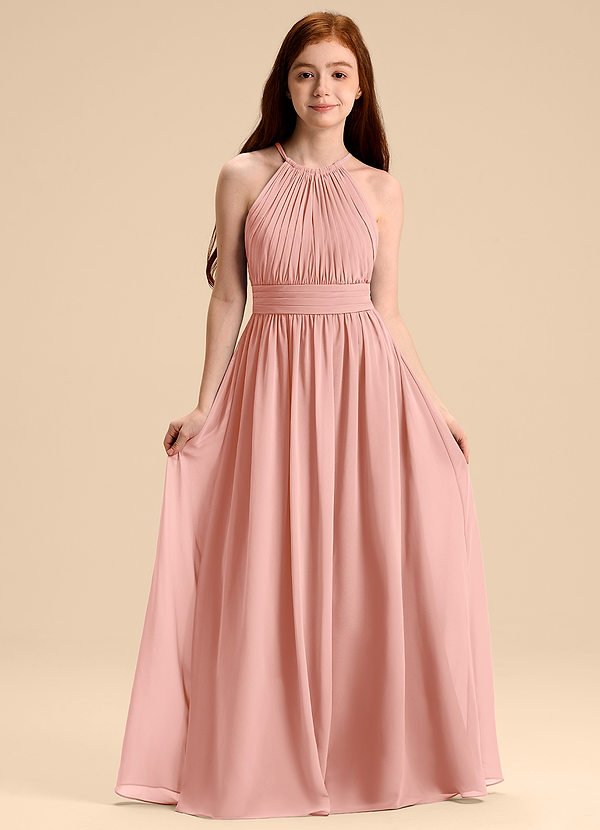 Azazie Malone Junior Abito A-Line in Chiffon Plissettato Rosetta image1