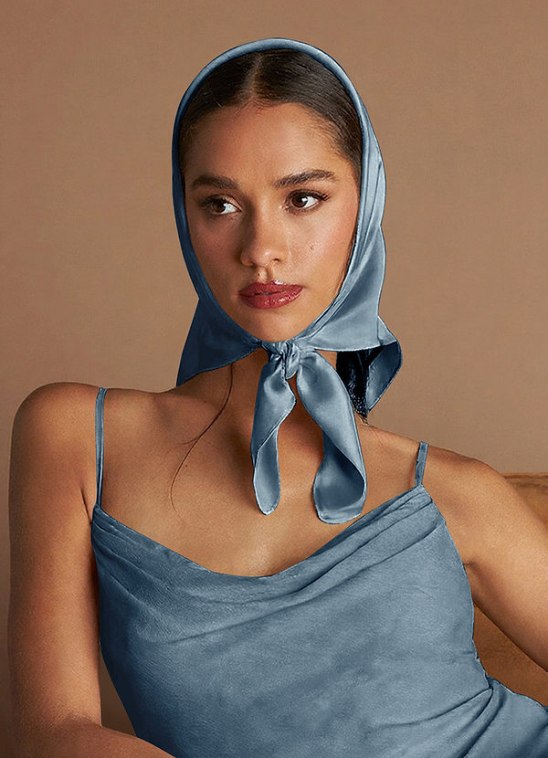 front Matching Color Stretch Satin Scarf