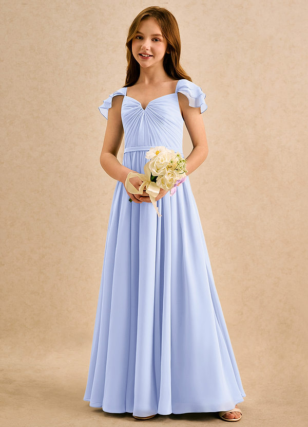 Azazie Meimei Girls Formal Vestidos de Niña de Flores Vestido de Lavanda de Gasa de Corte en A con Plisado image1