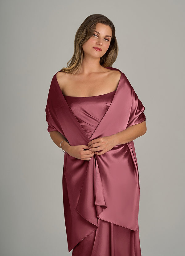 front Azazie Bijpassende Kleur Metallic Satijnen Sjaal