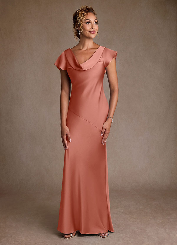 Azazie Shelby Suknie dla Matki Panny Młodej Syrena Pofałdowany Satyna elastyczna Długość podłogi Sukienka image1