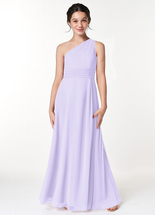 Azazie Cleo A-Line Pleated Chiffon Floor-Length Junior Bridesmaid Dress image1