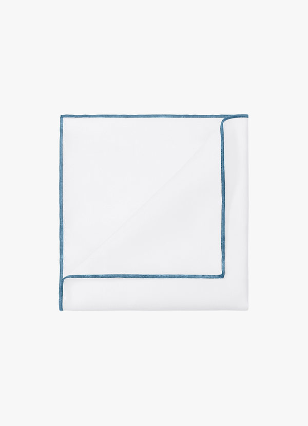 front White Matte Satin Pocket Square with Colored Edge