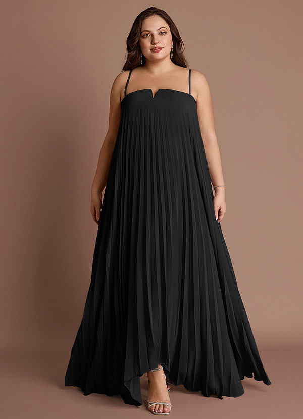 Nahla Black Allover Pleated Maxi Dress image1