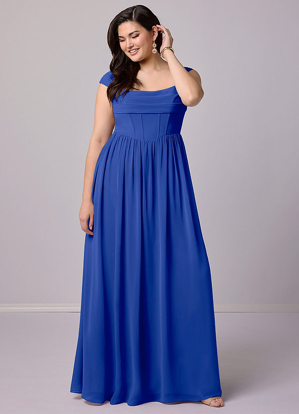 Barbie ♥ Azazie Bridesmaid Dresses Royal Blue A-Line Corset Chiffon Dress image1