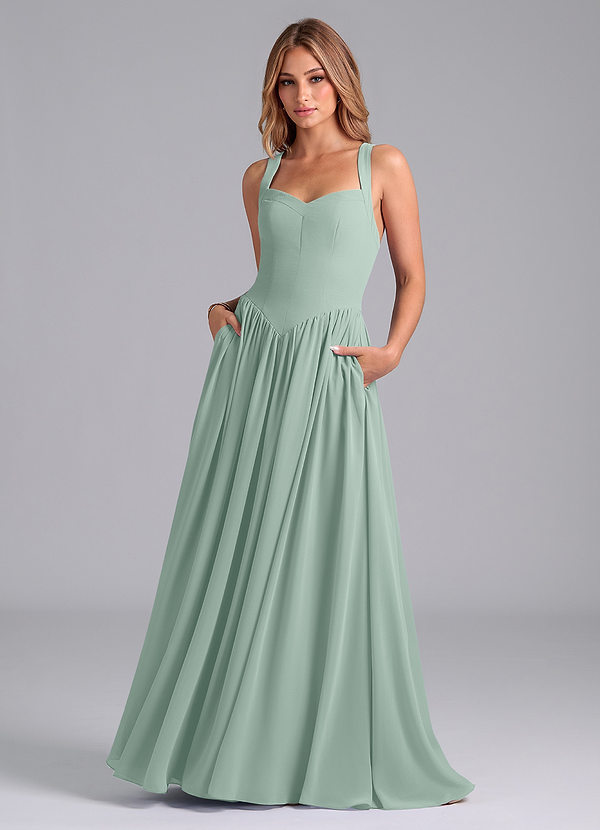 Azazie Francis Bridesmaid Dresses Agave A-Line Corset Chiffon Dress image1