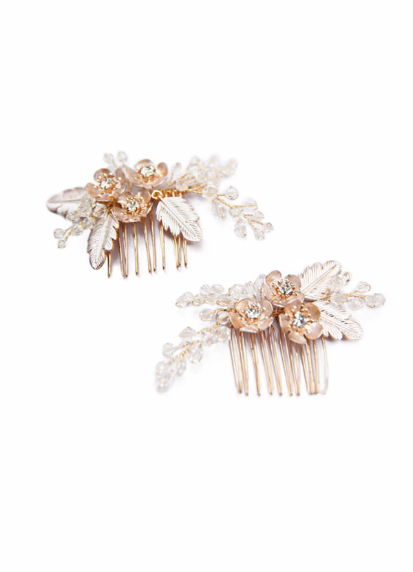 Carolee Silvertone BOTANICAL GARDEN Crystal Flower Hair Pin Two Piece Set $38 