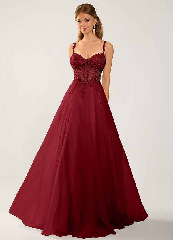 Persefen Bourgogne Robe de bal en dentelle et tulle image1