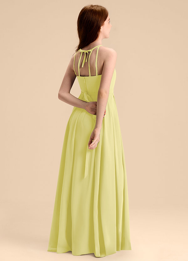 Azazie Arianthe Junior Abito A-Line in Chiffon Plissettato Sorbetto Al Limone image1