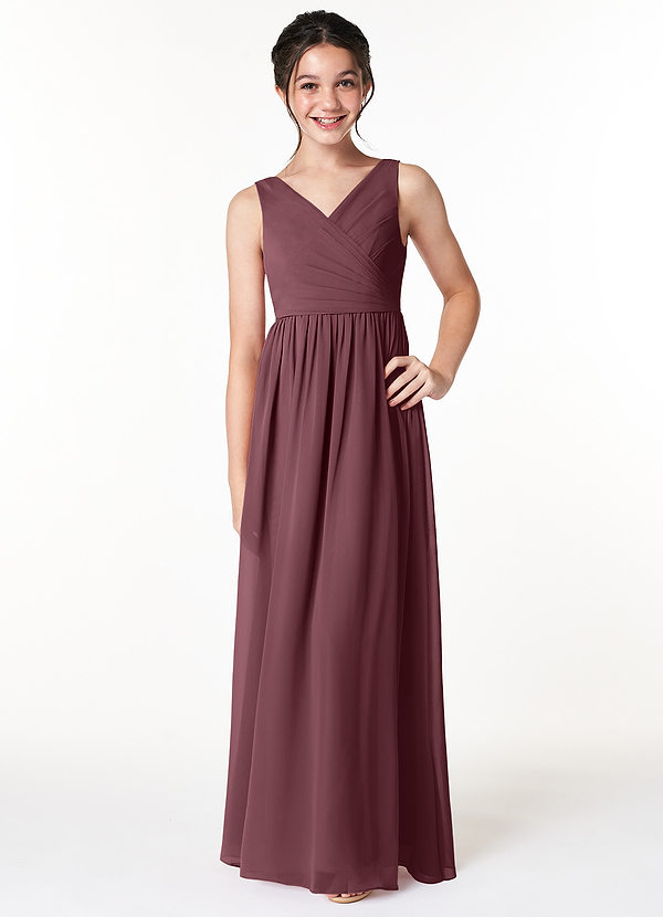 Azazie Sawyer Junior Sangria A-Line Pleated Chiffon Dress image1