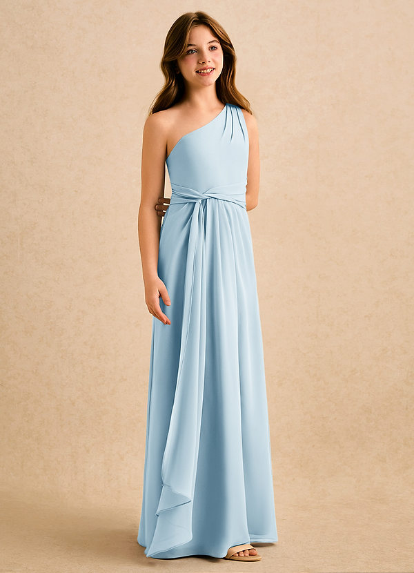 Azazie Tilda Girls Formal Blumenkinder Kleider Etui One-Shoulder Chiffon Kleid Himmelblau image1
