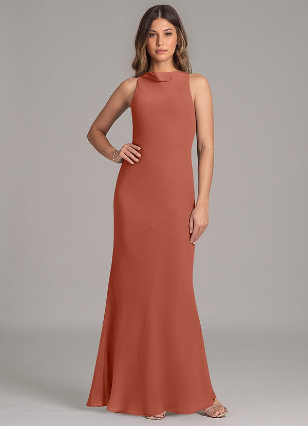 Azazie Allettie Bridesmaid Dresses Clay Mermaid Chiffon Dress image1