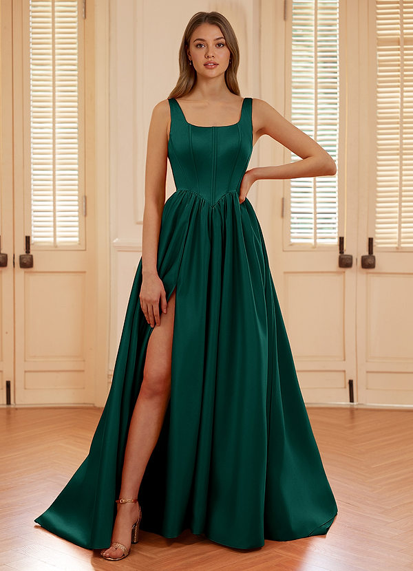 Blakellya Ciemnozielony Suknia balowa z gorsetem w kształcie litery A i fiszbinami image1