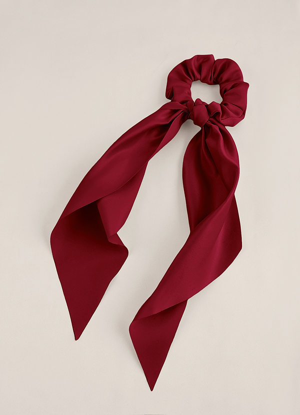 front Matching Color Matte Satin Hair Scarf Scrunchie