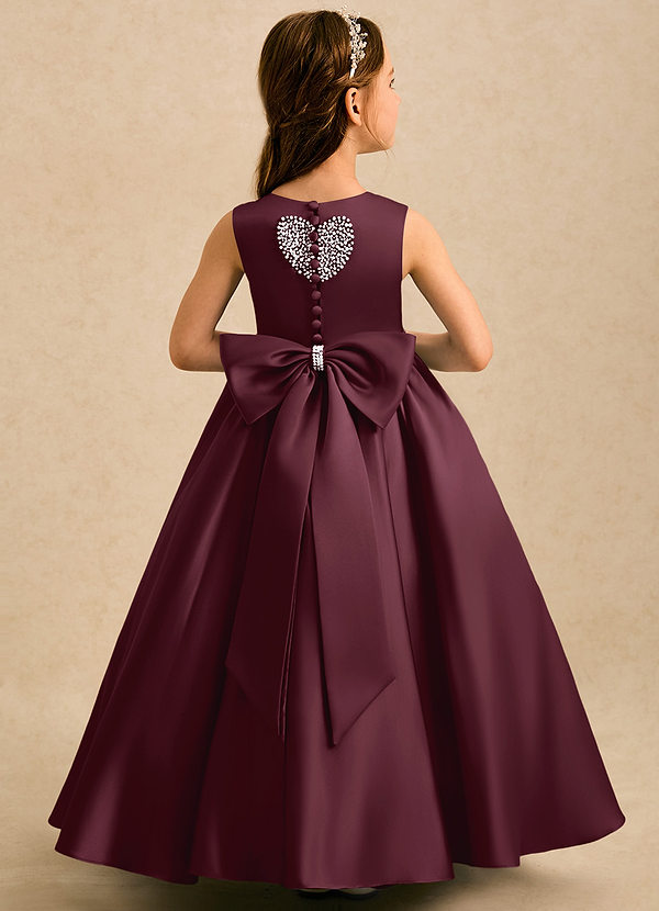 Azazie Heartsong Sukienki dla dziewczynek sypiących kwiaty Suknia balowa Ukłon Matowy satynowy Długość kostki Sukienka image1