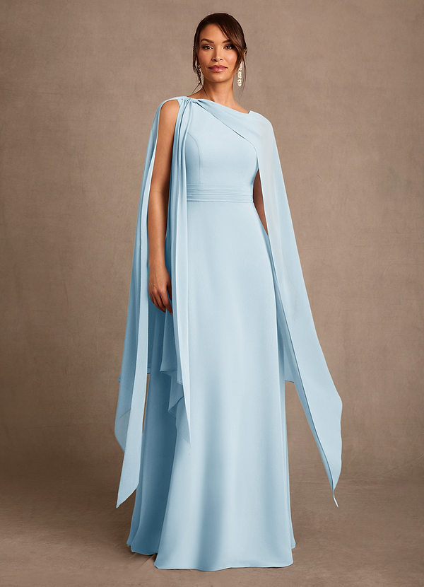 Azazie Liddie Vestidos de Madre de la Novia Vestido de Azul Cielo de Gasa de Corte en A con Plisado image1